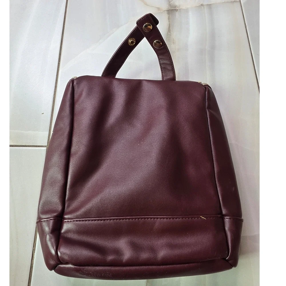 Itzy Ritzy Chill Like a Boss Insulated Bottle Bag‎ Burgundy Quilted Vegan S3